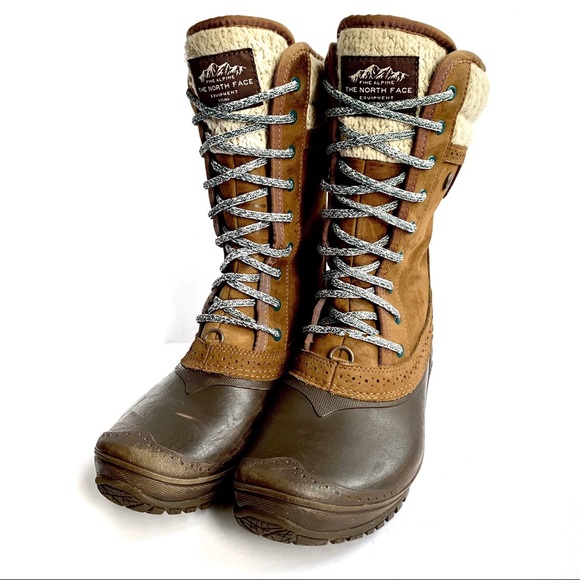 NORTH FACE SHELLISTA WINTER BOOT US8 BROWN CREAM